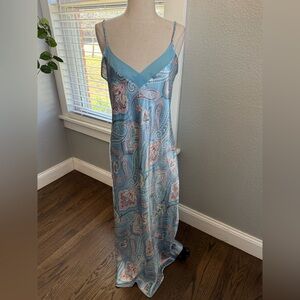 The Lingerie Collection Maxi Slip Dress Size Large Paisley Y2K